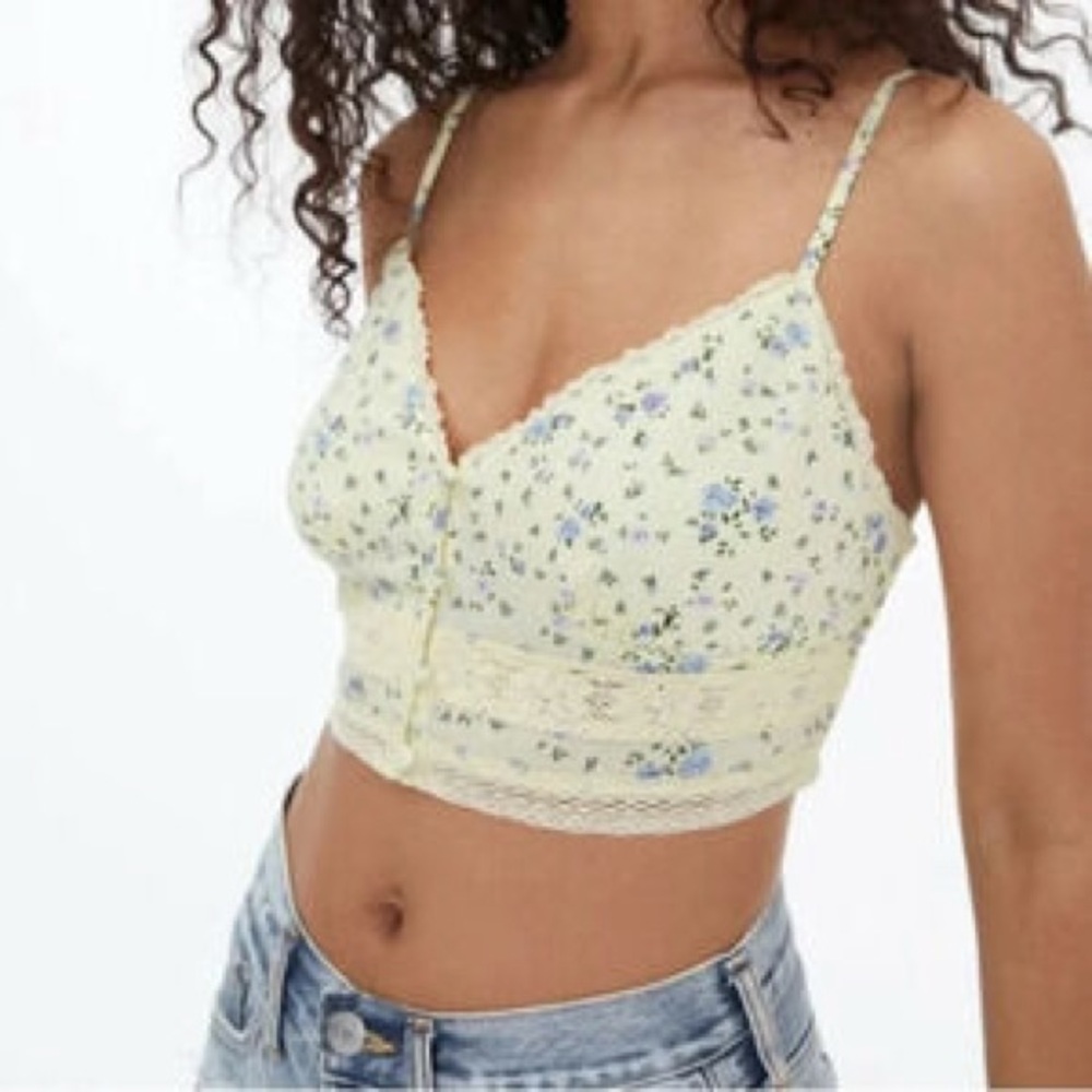 Aeropostale Yellow Floral Crop Top